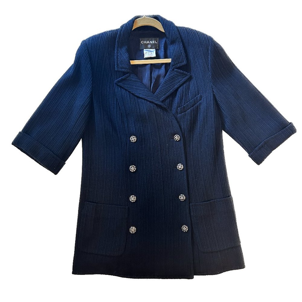 CHANEL Navy Blue Double-Breasted Blazer Coat from 2013